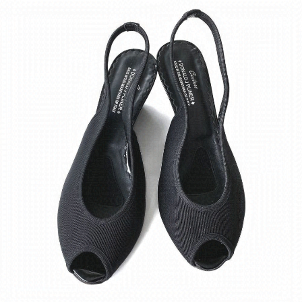 DONALD J. pliner rasy black wedge slingback shoes